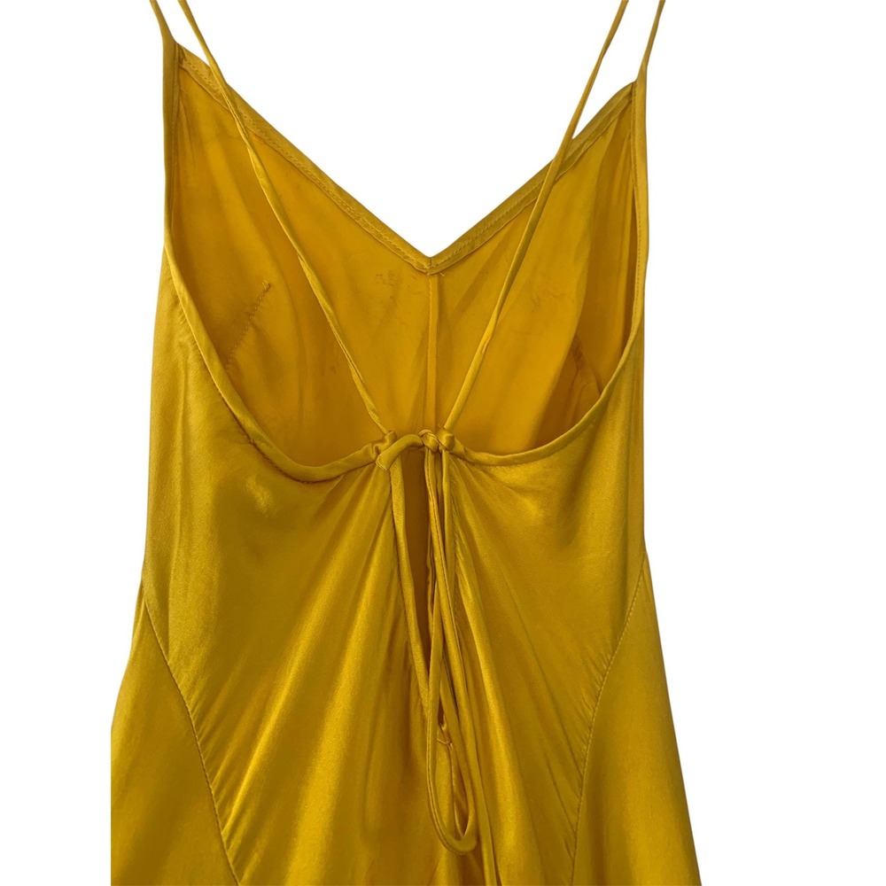 Plein Sud Sun Silk Slip Dress Womens 6 Yellow Excellent 90s Y2K Maxi Gown French - Picture 10 of 10